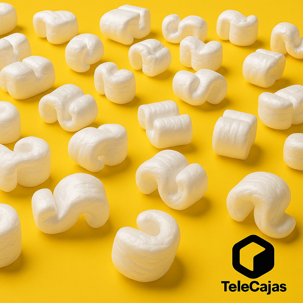 Chips de Embalaje 500 L | Relleno de Cajas y Protección de Envíos | Partículas en forma de S Gusanitos Pelaspan| Bolsa de 500 Litros