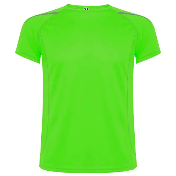 Camiseta técnica en tejido punto liso, de manga corta ranglán, con costuras en contraste en bocamangas, bajo, cuello y laterales Vetonek