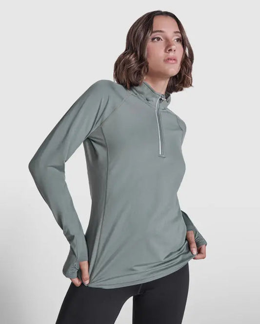 Sudadera técnica entallada de manga larga ranglán para mujer Vetonek