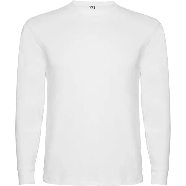 Camiseta de manga larga, costuras laterales, con cuello redondo de 4 capas y puños canalé 1x1 Vetonek