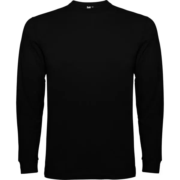 Camiseta de manga larga, costuras laterales, con cuello redondo de 4 capas y puños canalé 1x1 Vetonek