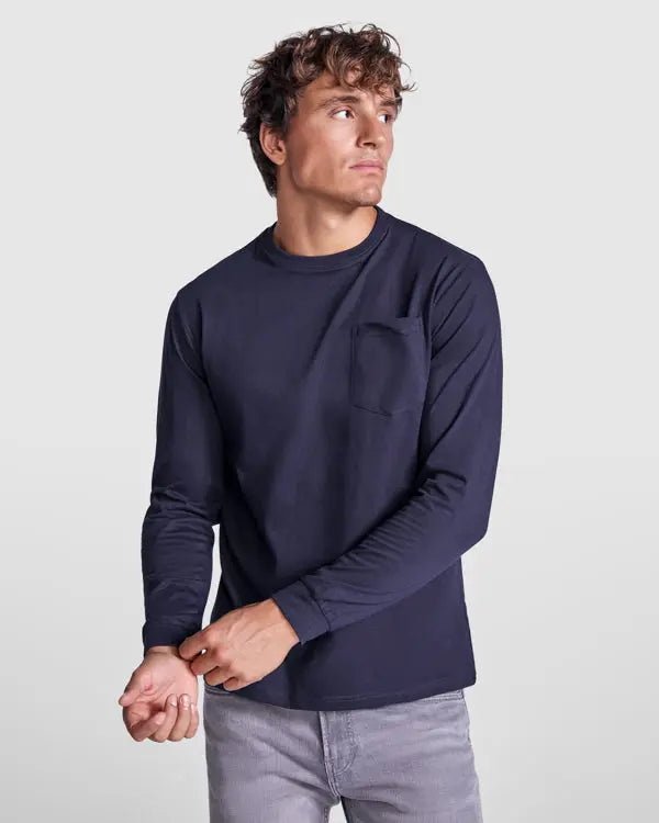 Camiseta de manga larga con cuello redondo y puños en canalé 1x1 Vetonek