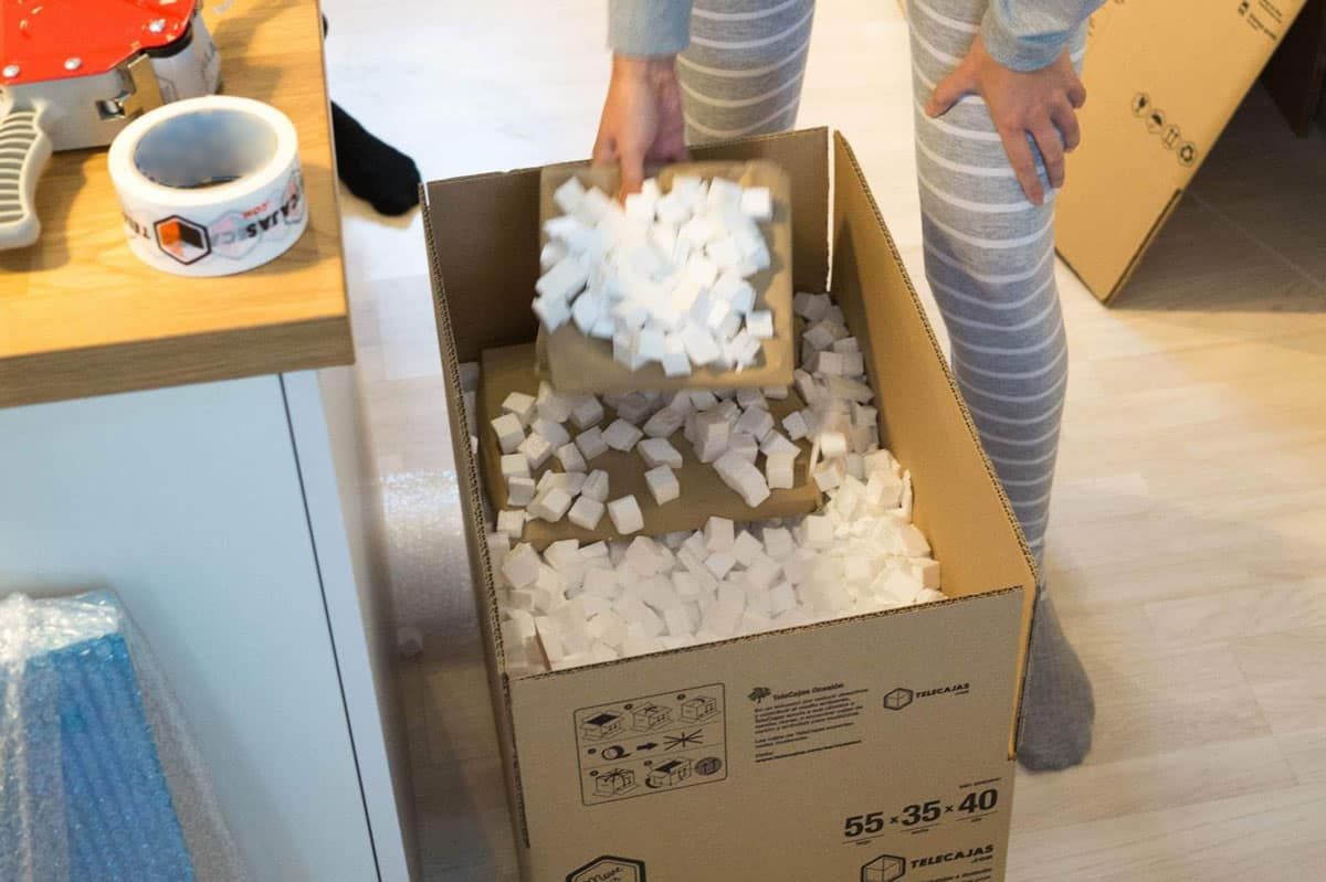 Bolsa Grande de Chips de Relleno en forma de Dados o Tacos. Saco de 333 Litros. Proteja sus productos durante el envío