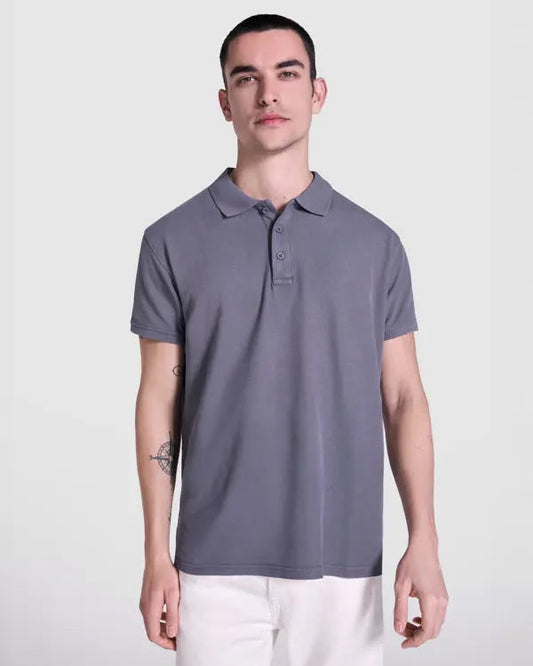 Polo de manga corta unisex, 100% algodón con acabado lavado ácido Vetonek