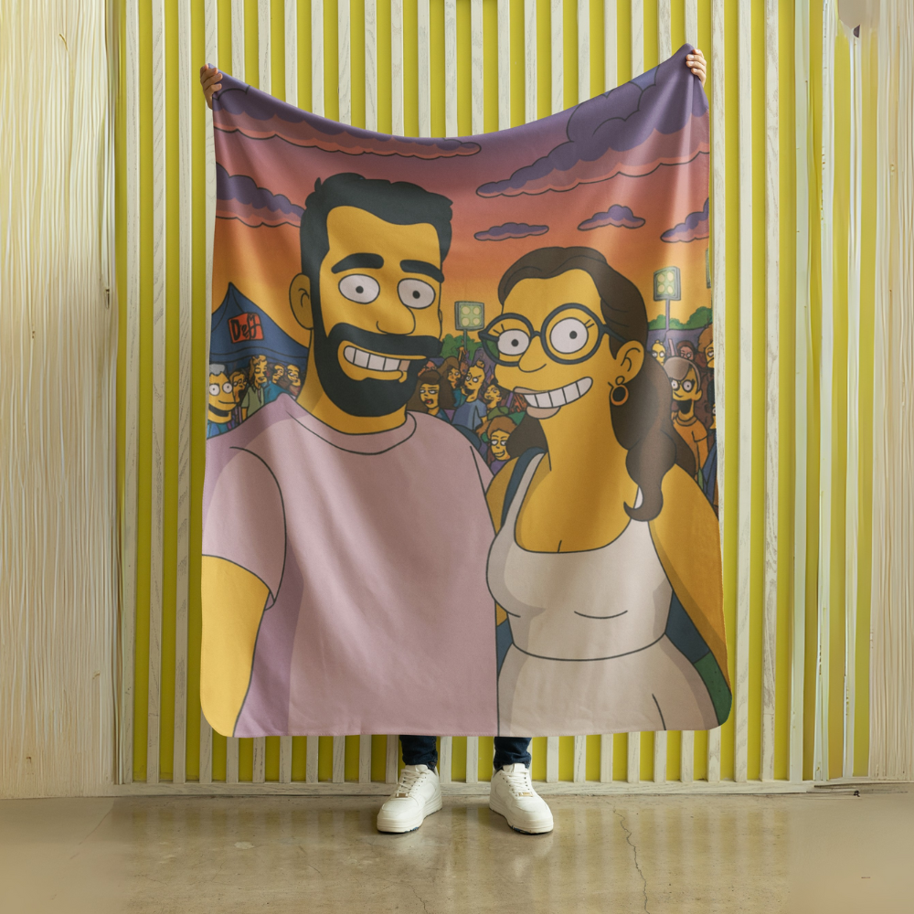 👉 🟡 Manta Polar Personalizada Estilo Simpsons