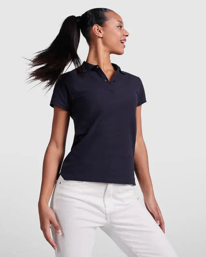 Polo de mujer entallado de manga corta en algodón orgánico certificado OCS Vetonek