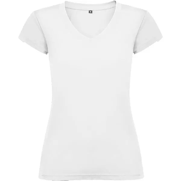 Camiseta de mujer con manga corta, escote en cuello de pico y acabados en ribete acanalado Vetonek