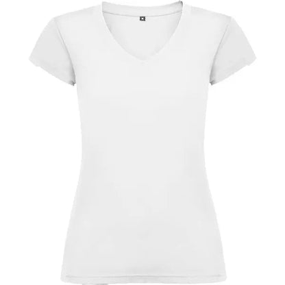 Camiseta de mujer con manga corta, escote en cuello de pico y acabados en ribete acanalado Vetonek