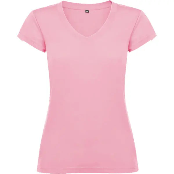 Camiseta de mujer con manga corta, escote en cuello de pico y acabados en ribete acanalado Vetonek