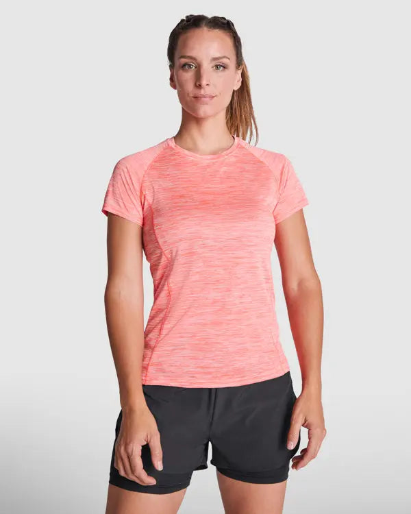 Camiseta técnica entallada de mujer en tejido poliéster de manga corta estilo ranglán Vetonek