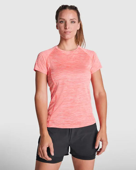 Camiseta técnica entallada de mujer en tejido poliéster de manga corta estilo ranglán Vetonek