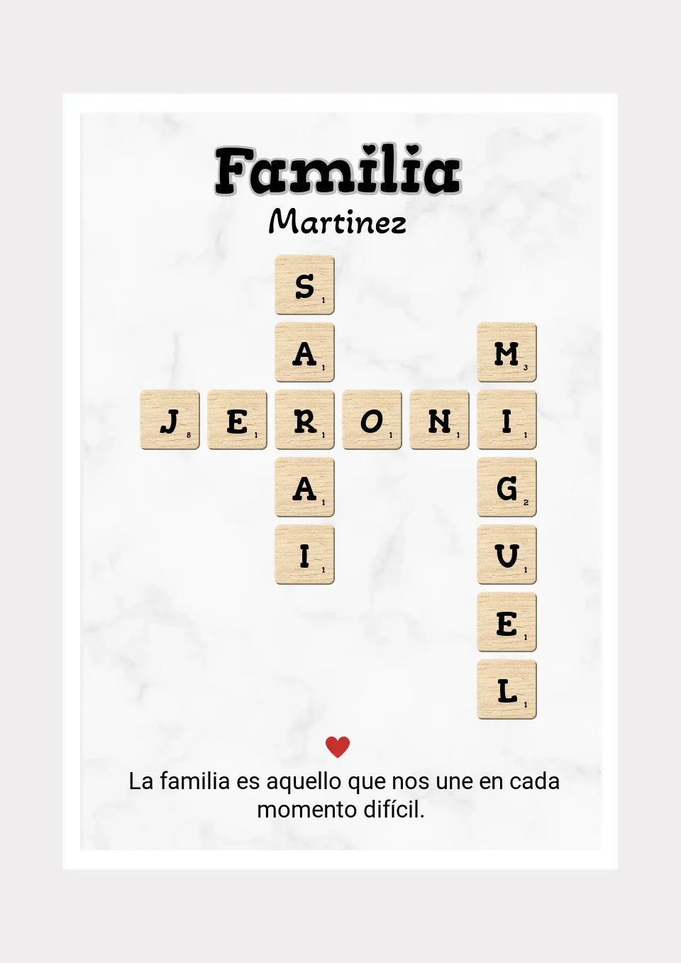 🧩❤️ Cuadro Personalizado Estilo Scrabble – Tu Familia en Palabras ❤️🧩