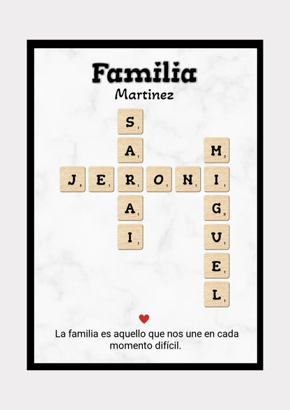 🧩❤️ Cuadro Personalizado Estilo Scrabble – Tu Familia en Palabras ❤️🧩