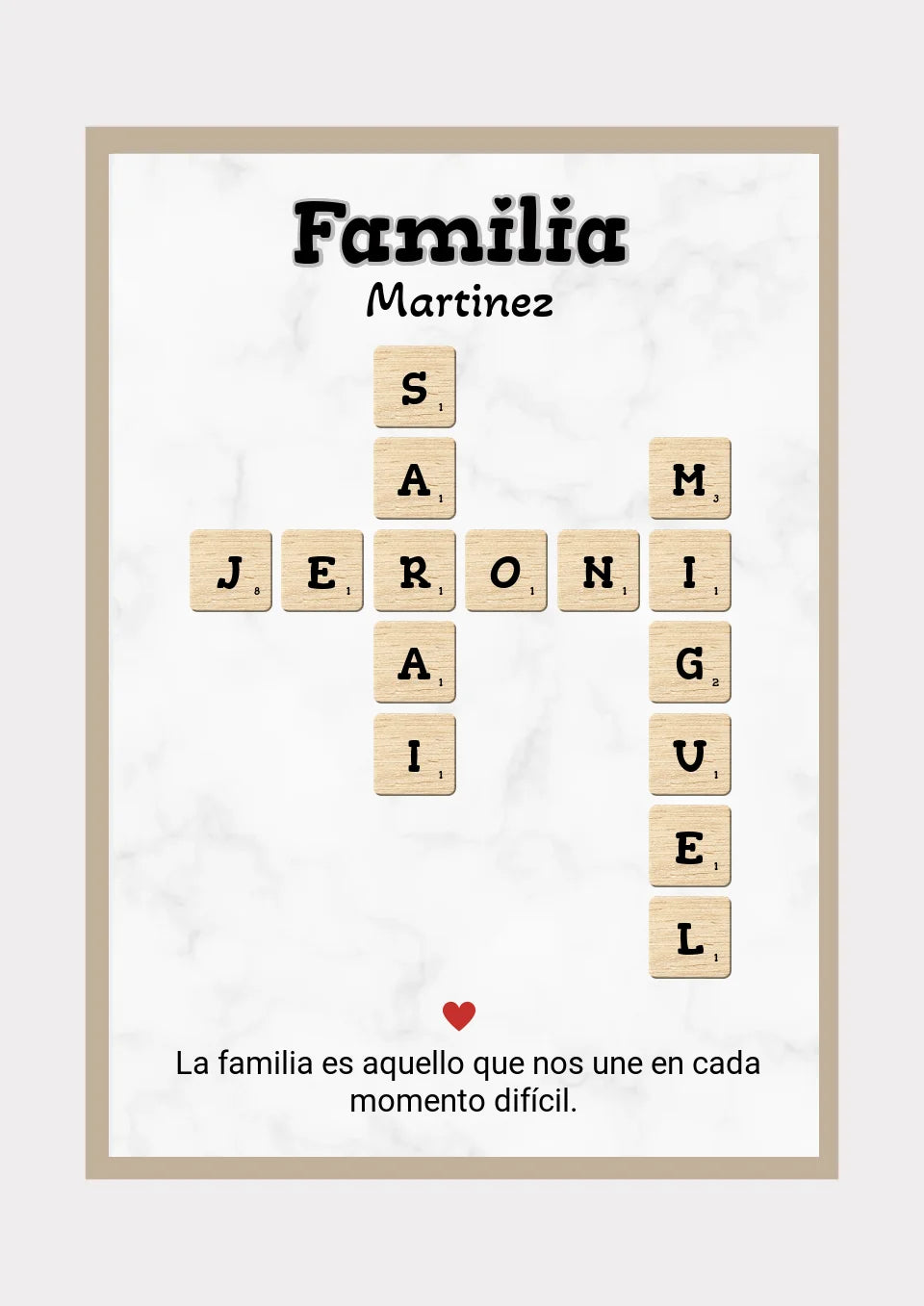 🧩❤️ Cuadro Personalizado Estilo Scrabble – Tu Familia en Palabras ❤️🧩
