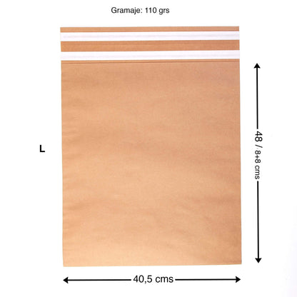 300 Sobres 40,5x48 cm de Papel para Envíos Postales Reutilizables | Bolsas de Papel Ecológicas con Cierre Ida y Vuelta | Alternativa Sostenible a Sobres Plástico | Tamaño L - Pack de 300 sobres