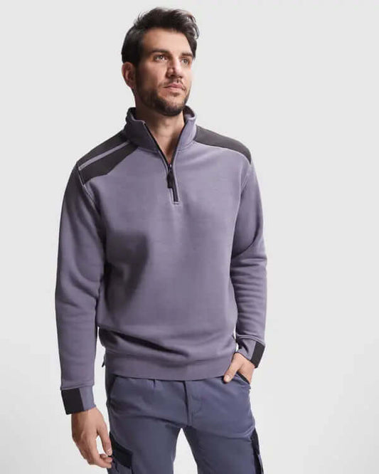 Sudadera de media cremallera y cuello alto en colores combinados · Cubre costuras reforzado en el interior del cuello Vetonek
