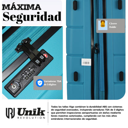 Juego de 3 Maletas con TSA Lock | Set Rígido, Expandible y con 4 Ruedas Dobles | Vigo