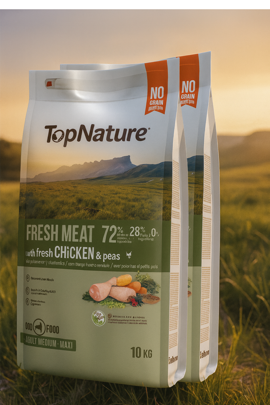 ✨ TopNature Fresh Meat Pollo y Guisantes – 10 kg ✨