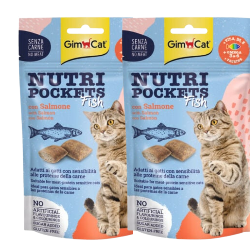 🐾 GimCat Nutri Pockets Fish – Snacks crujientes con salmón 🐟