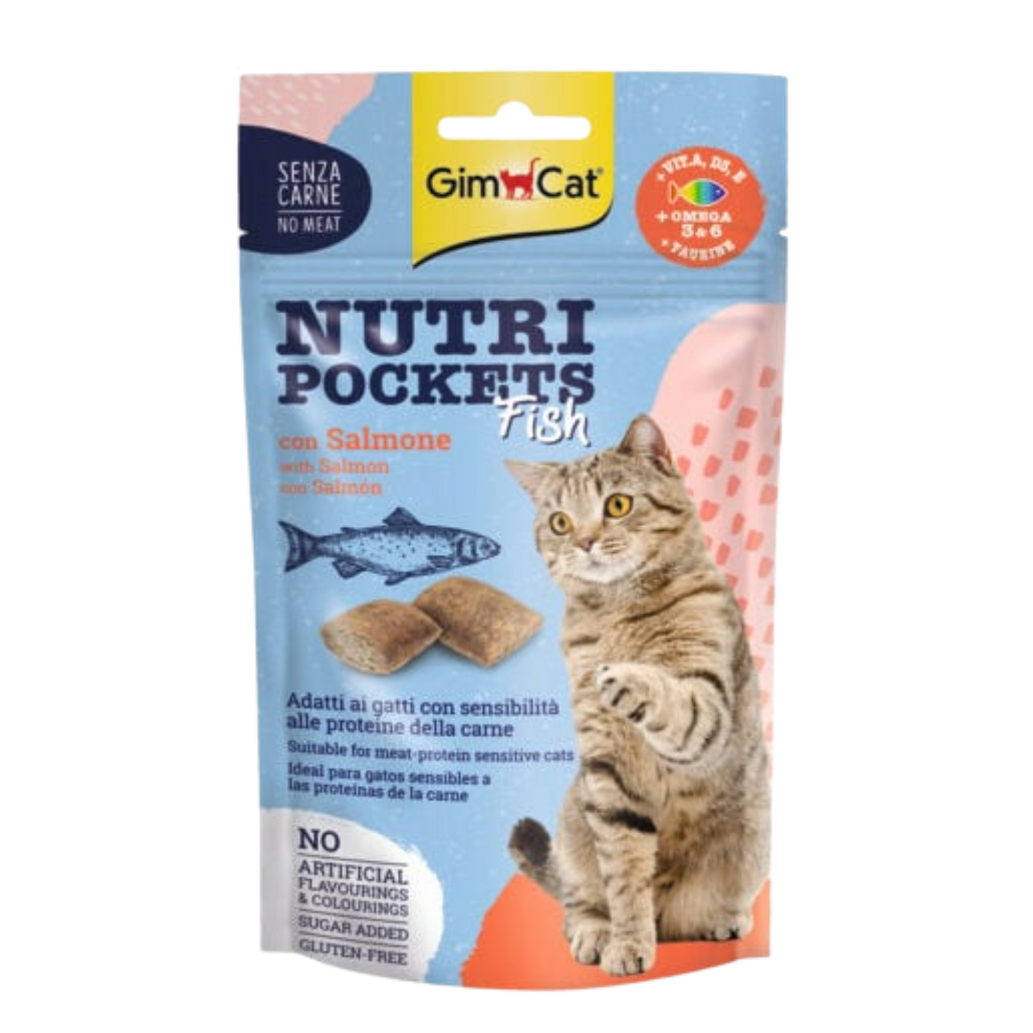 🐾 GimCat Nutri Pockets Fish – Snacks crujientes con salmón 🐟