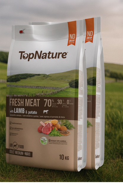 🌿 TopNature Fresh Meat Cordero Patata y vegetales– 10 kg 🐑✨