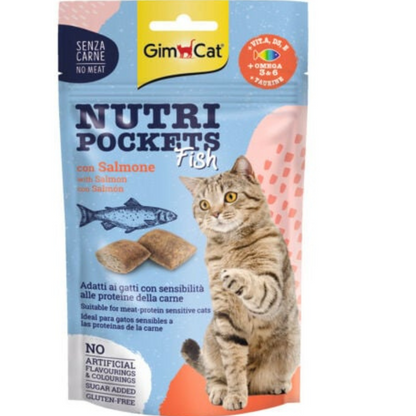 🐾 GimCat Nutri Pockets Fish – Snacks crujientes con salmón 🐟
