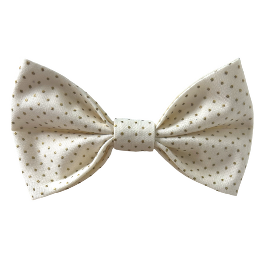 Golden and Cream Tiny Polka Dots Bow