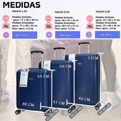 Maleta De Mediana Extensible 68cm | Equipaje Facturado | Maleta Rígida con Ruedas | Cerradura Combination