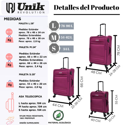 Maleta de Mediana Nylon Extensible 68CM | Cerradura TSA