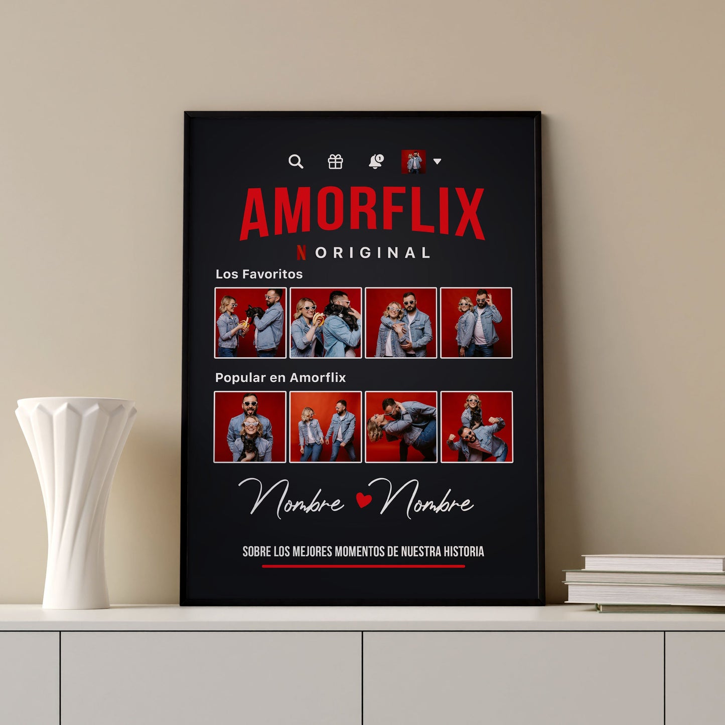 🎥❤️ Cuadro Personalizado "AmorFlix" – Tu Propia Portada de Amor ❤️🎥