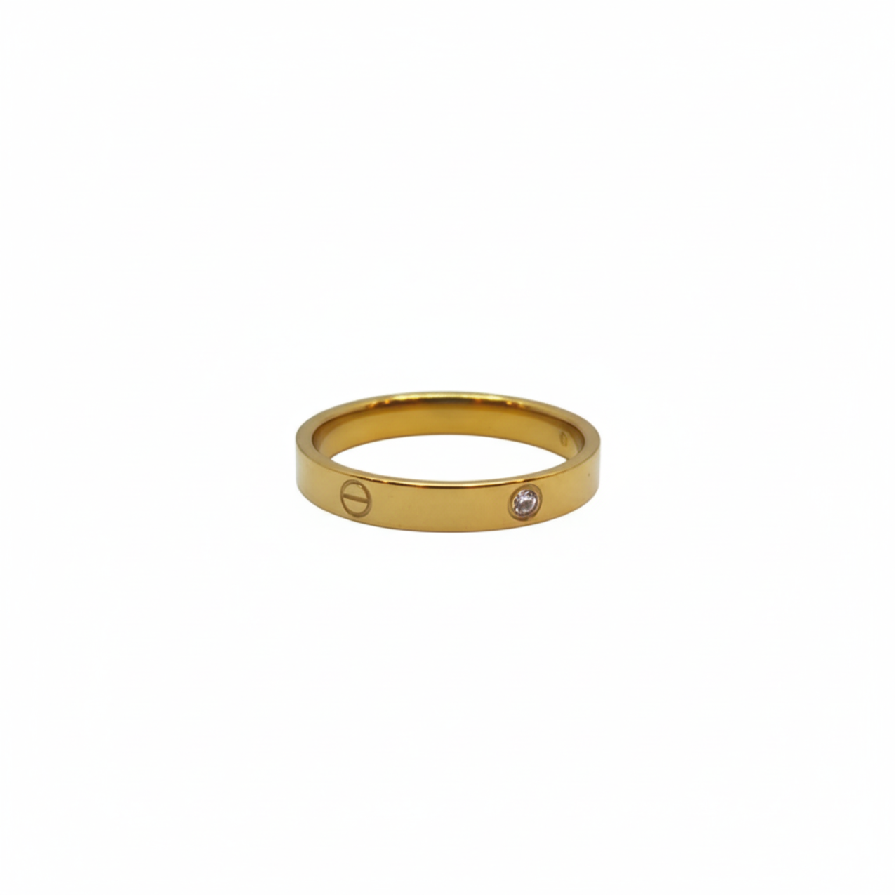 Anillo de Diseño Moderno con Detalles Engastados - 100% Acero Bañado en Oro de 18K