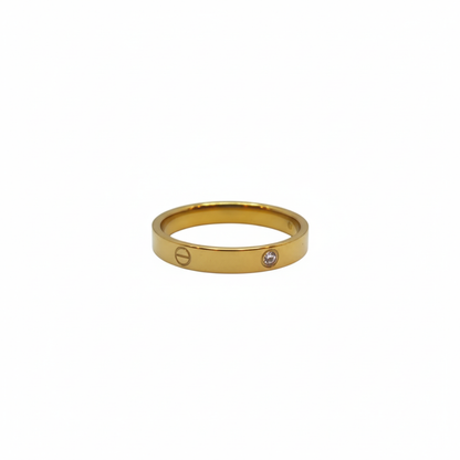 Anillo de Diseño Moderno con Detalles Engastados - 100% Acero Bañado en Oro de 18K