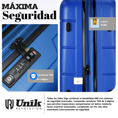 Juego de 3 Maletas con TSA Lock | Set Rígido, Expandible y con 4 Ruedas Dobles | Vigo