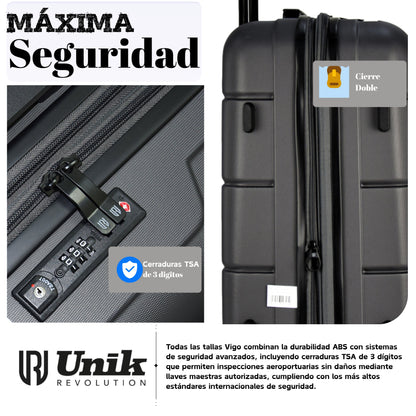 Juego de 3 Maletas con TSA Lock | Set Rígido, Expandible y con 4 Ruedas Dobles | Vigo