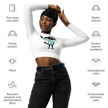 Long Sleeve Cat Crop Top Eco - Trixel Recycled EME