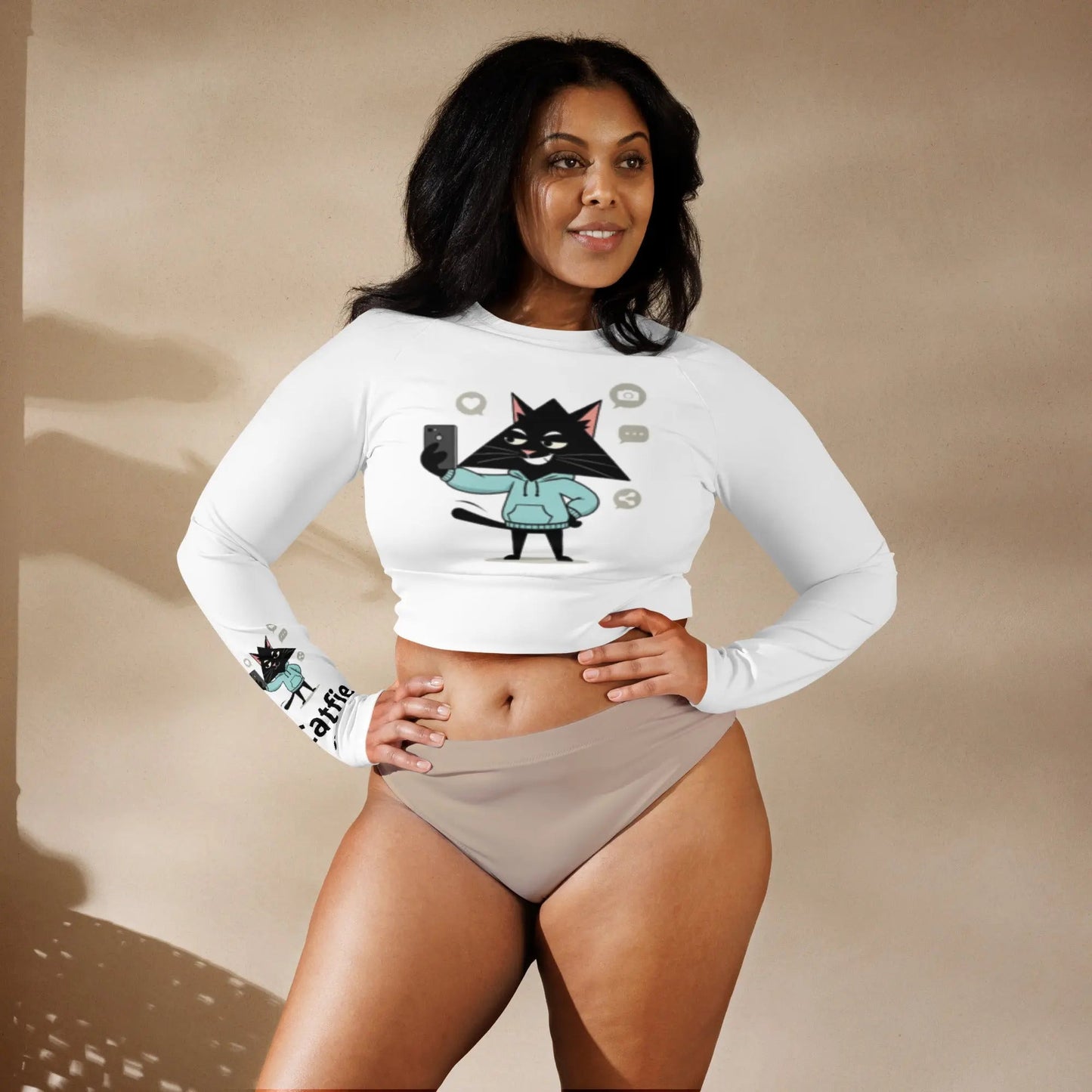 Long Sleeve Cat Crop Top Eco - Trixel Recycled EME