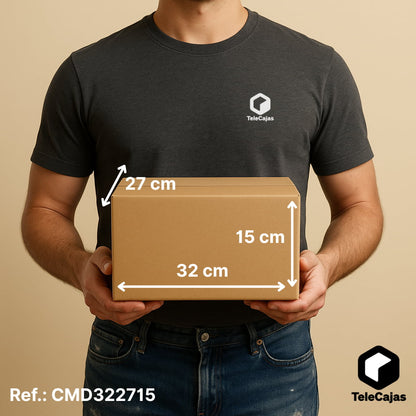 Cajita 32x27x15 cm de Cartón DOBLE ONDA Marrón de Solapas  Envíos y Almacenaje