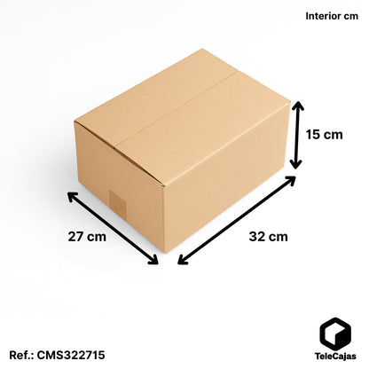 Cajita 32x27x15 cm de Cartón DOBLE ONDA Marrón de Solapas  Envíos y Almacenaje