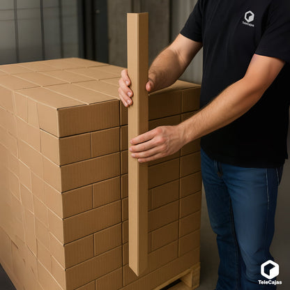 Cantoneras de cartón reciclado 160 cm x 4 cm | Cantoneras protectoras para palets y embalaje | Refuerzo de bordes y esquinas en transporte y almacenaje