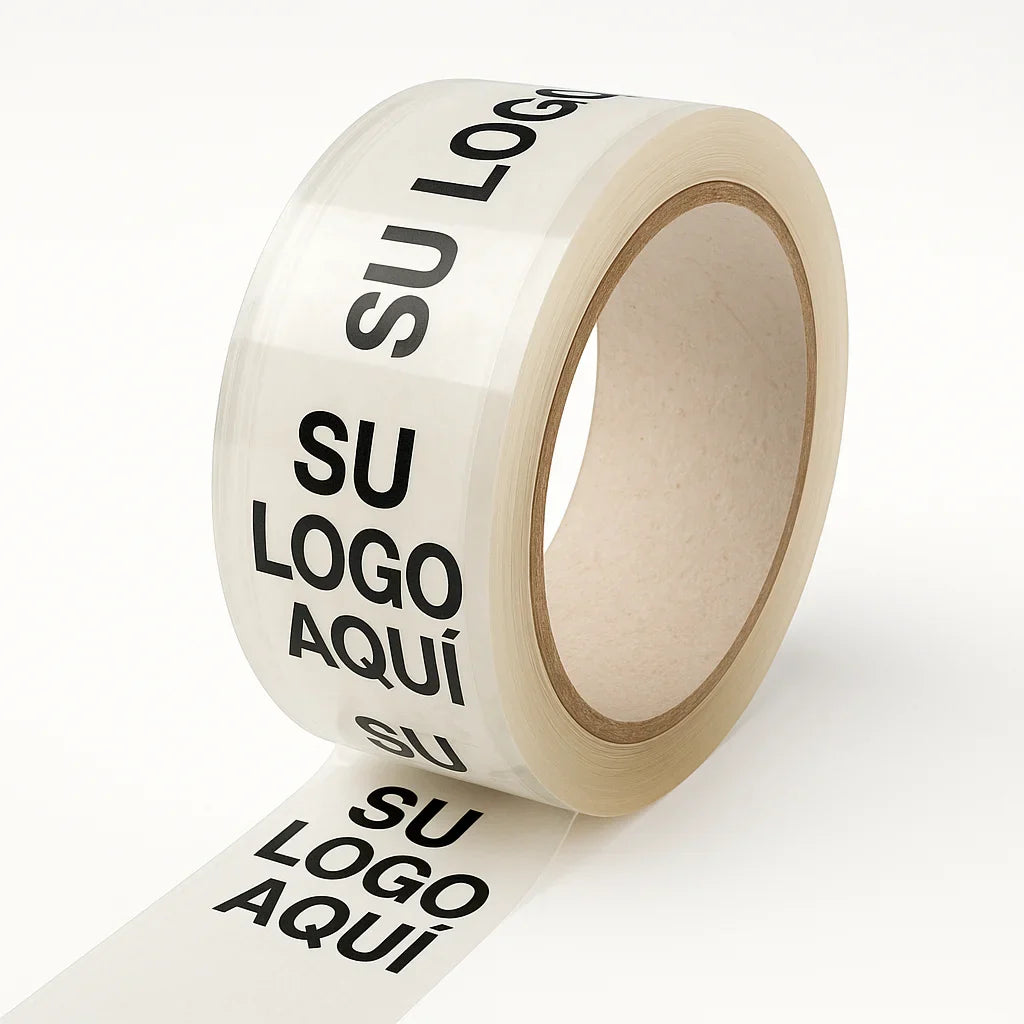 Cinta Adhesiva Personalizada con tu logo. Varias longitudes y tintas a elegir | Alto Adhesivo | Cliché y Dibujos Gratis | 180 unidades (5 cajas)