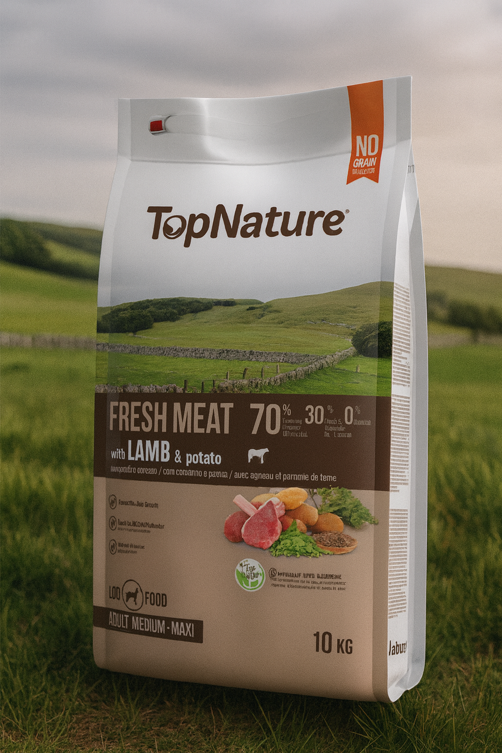 🌿 TopNature Fresh Meat Cordero Patata y vegetales– 10 kg 🐑✨