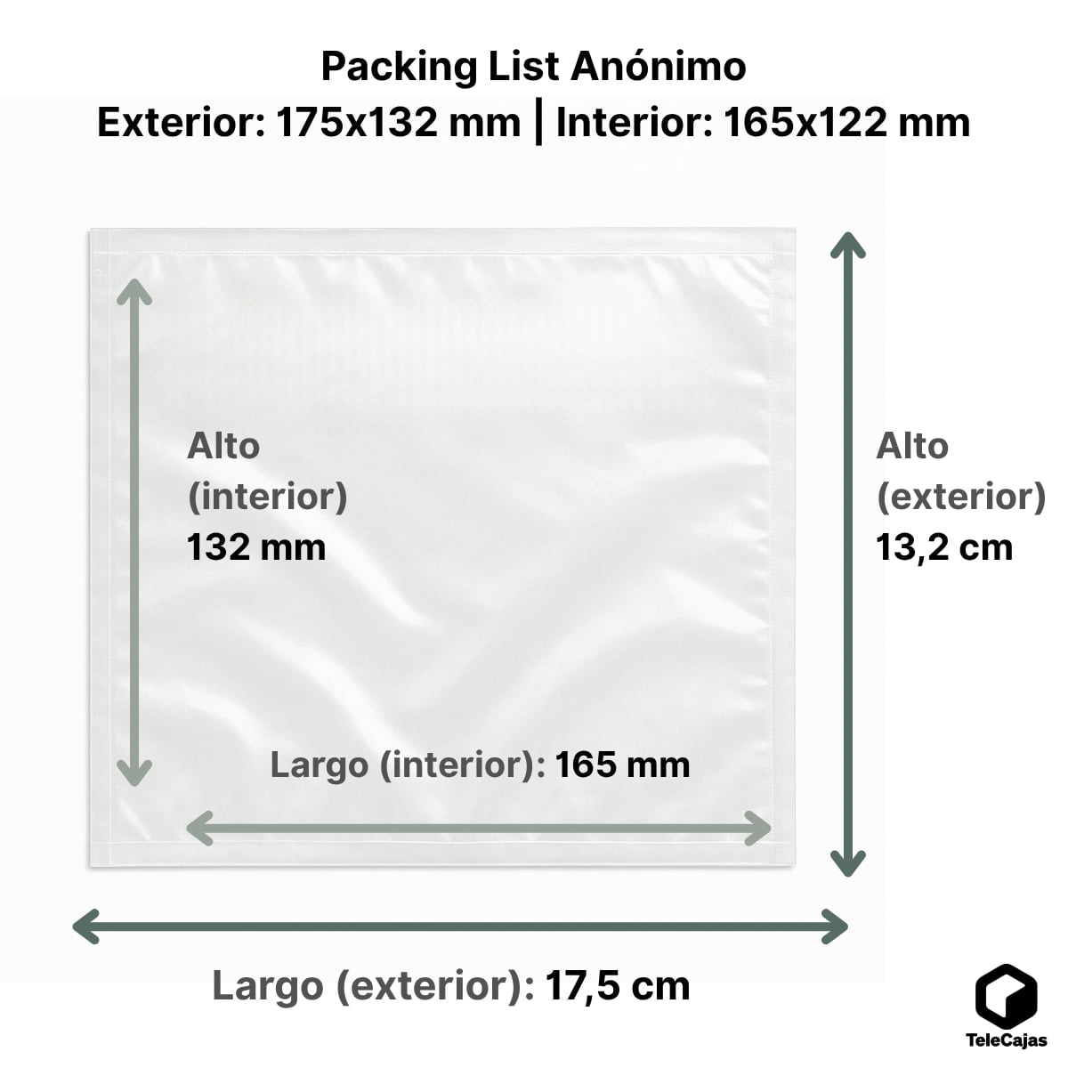 1000 Packing List A6+ | 165x122 mm (Interior); Exterior: 175x132 mm | A4 Doblado en 4 | Sobre adhesivo para Albaranes y Documentación | Pack de 1000 Bolsas
