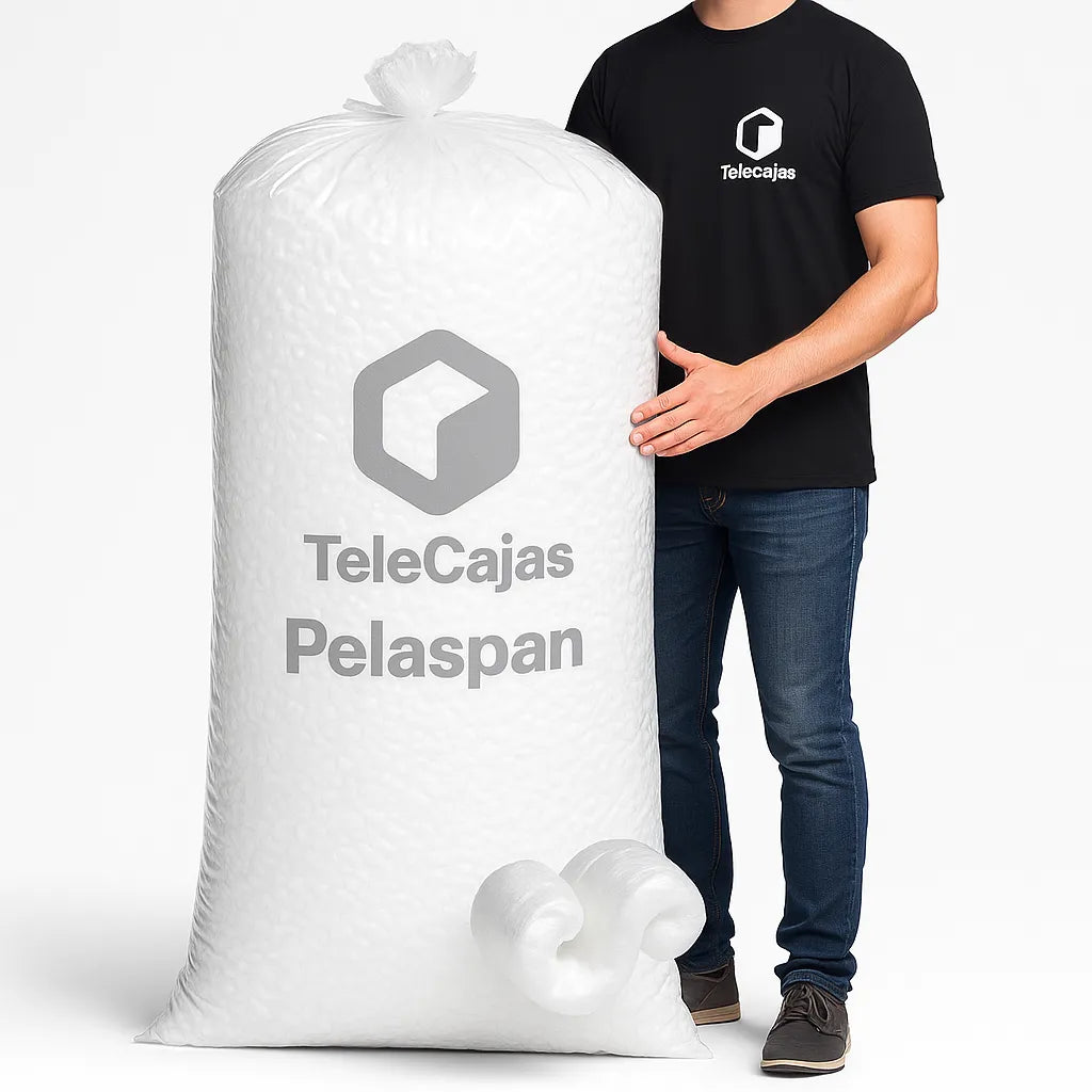 Chips de Embalaje 500 L | Relleno de Cajas y Protección de Envíos | Partículas en forma de S Gusanitos Pelaspan| Bolsa de 500 Litros