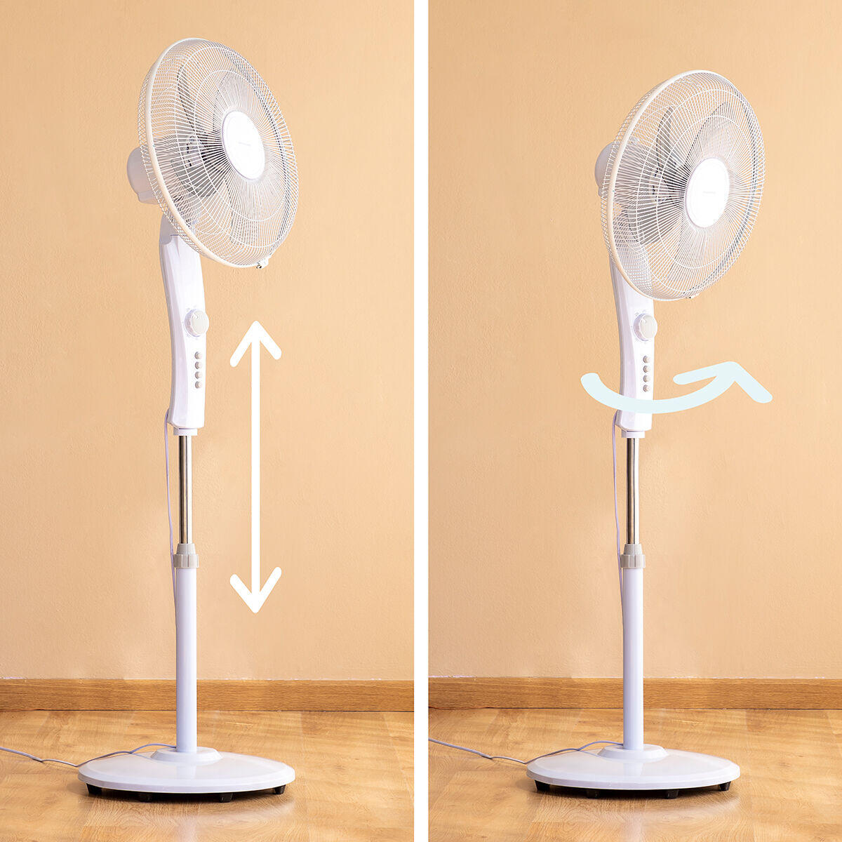 Ventilador de Pie Silencioso 45W con Temporizador Freshinn Blanco