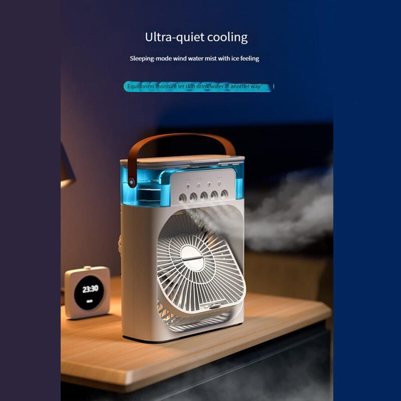 Ventilador de Aire Frío con Pulverizadores de Agua y Luz RGB