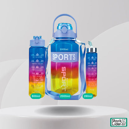 Set de 3 Botellas de agua Hexagonales