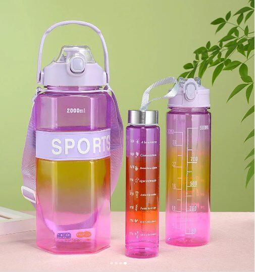 Set de 3 Botellas de agua Hexagonales