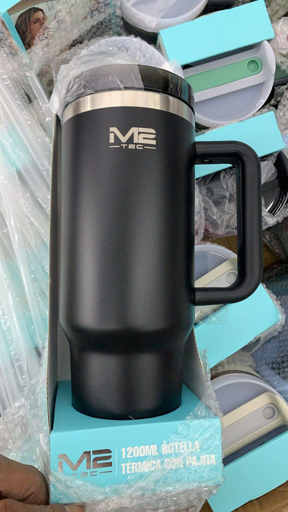 Taza Térmica 1200 ml de Acero Inoxidable con Pajita