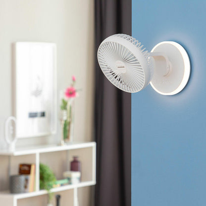Ventilador de Escritorio Recargable con Luz LED – Silencioso, Portátil y Oscilante