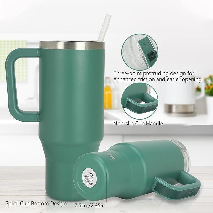 Taza Térmica 1200 ml de Acero Inoxidable con Pajita